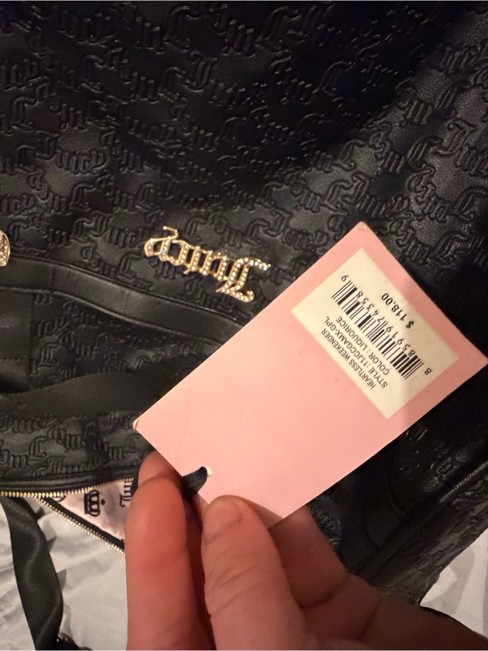 Juicy Couture Black Quilted Logo Tote with Gold Accents
